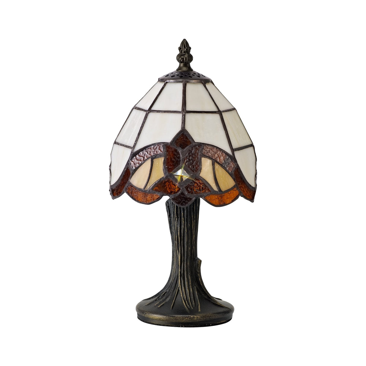 Tiffany-Inspired Crystal Table Lamp with E14 Socket, Cream and Amber Shade