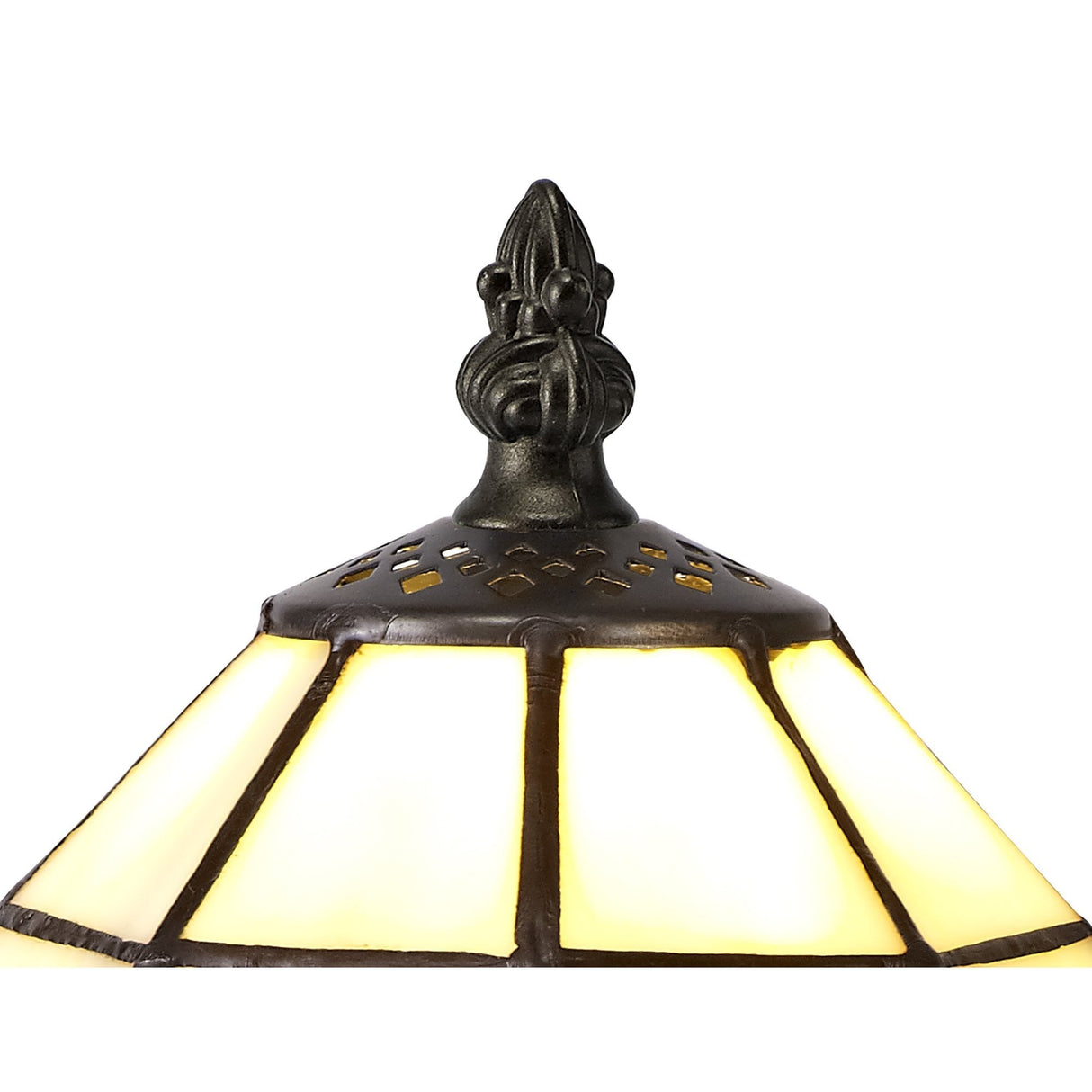 Tiffany-Inspired Crystal Table Lamp with E14 Socket, Cream and Amber Shade