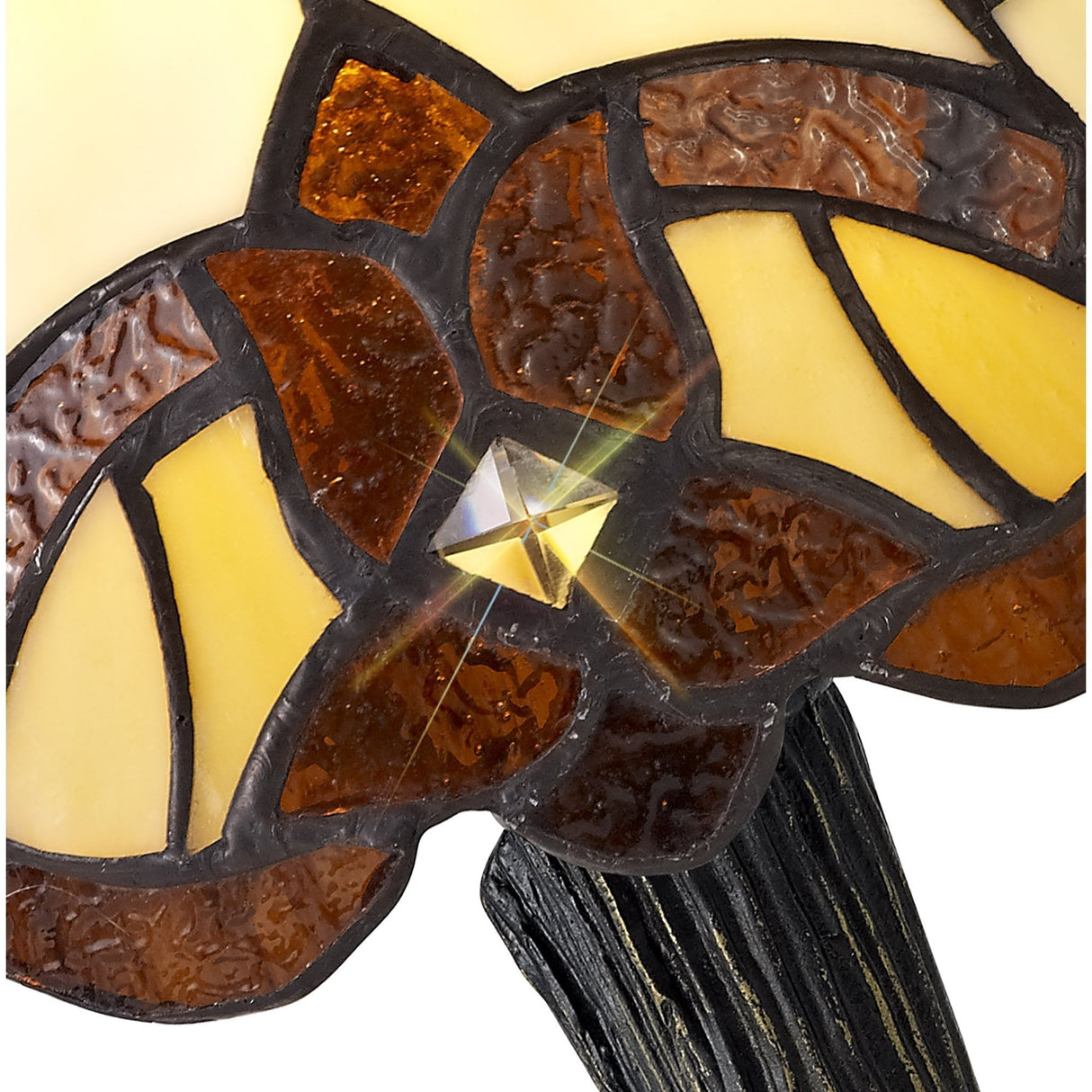 Tiffany-Inspired Crystal Table Lamp with E14 Socket, Cream and Amber Shade