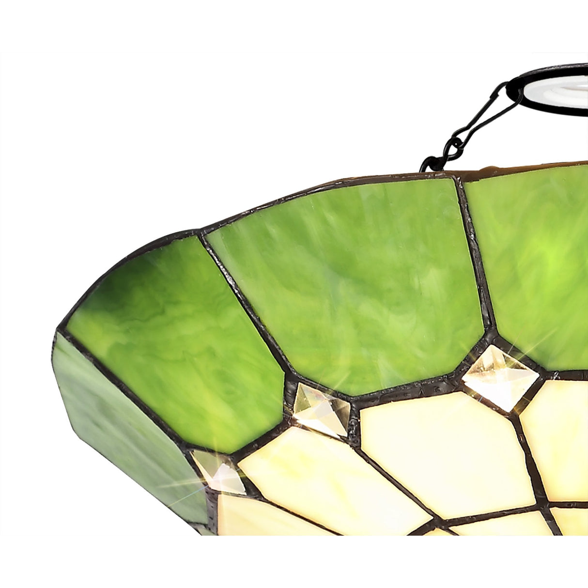 Elegant Tiffany-Style Crystal Uplighter Shade, Green and Cream Design