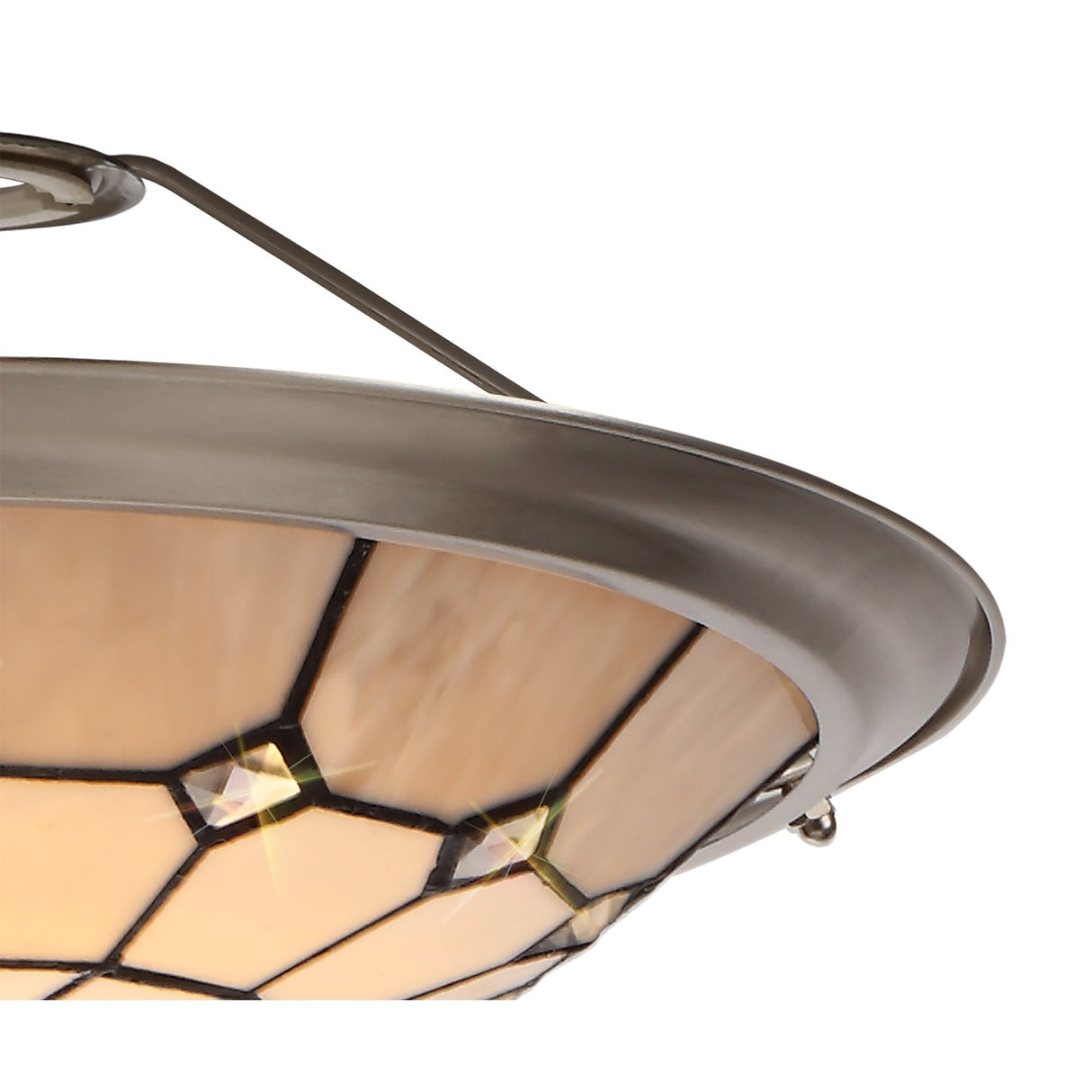 Elegance 35cm Handcrafted Tiffany Uplighter Shade in Cream/Grey with K9 Crystals