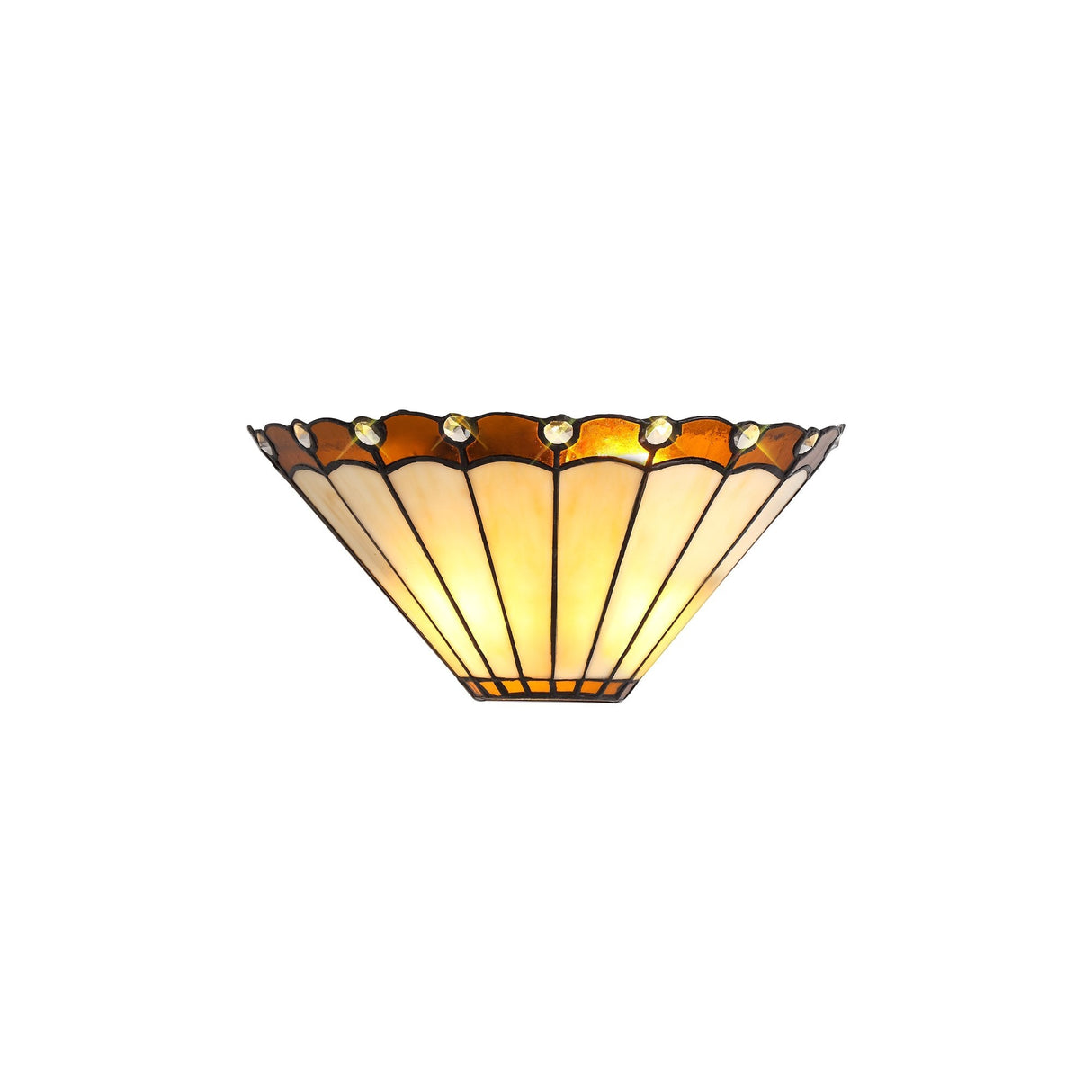Art Deco Amber and Cream Crystal Wall Sconce, Double E14, Handcrafted Design