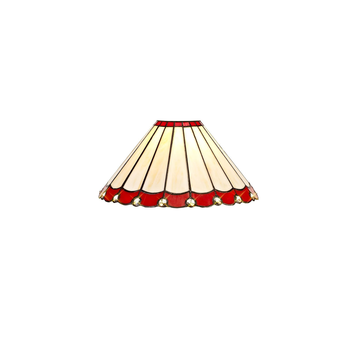 Radiant Elegance: 30cm Red/Cream & Crystal Tiffany-Style Shade