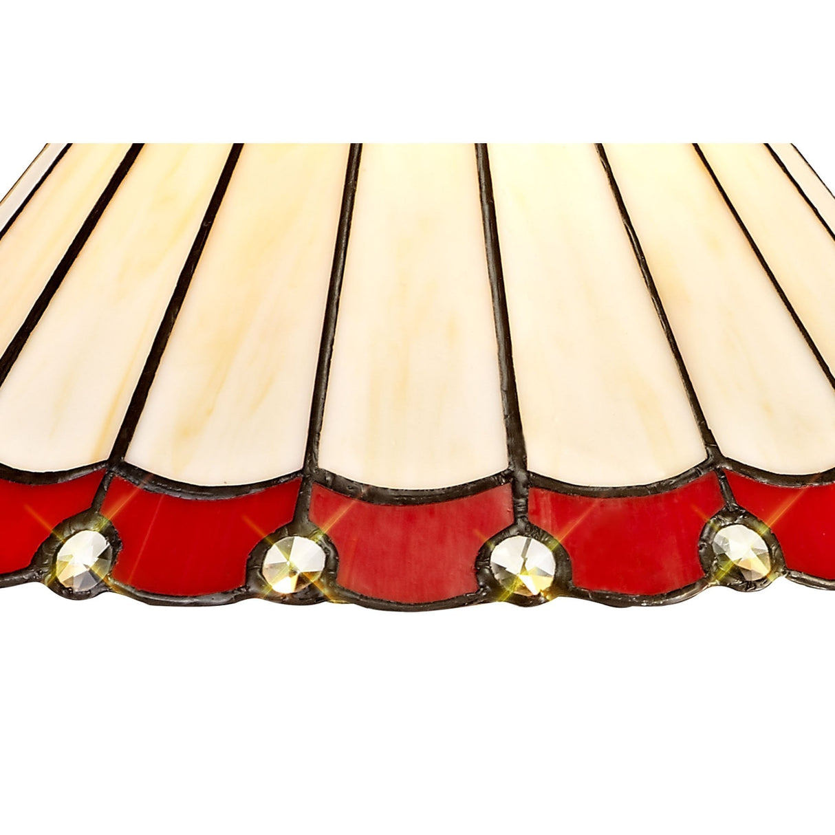 Radiant Elegance: 30cm Red/Cream & Crystal Tiffany-Style Shade