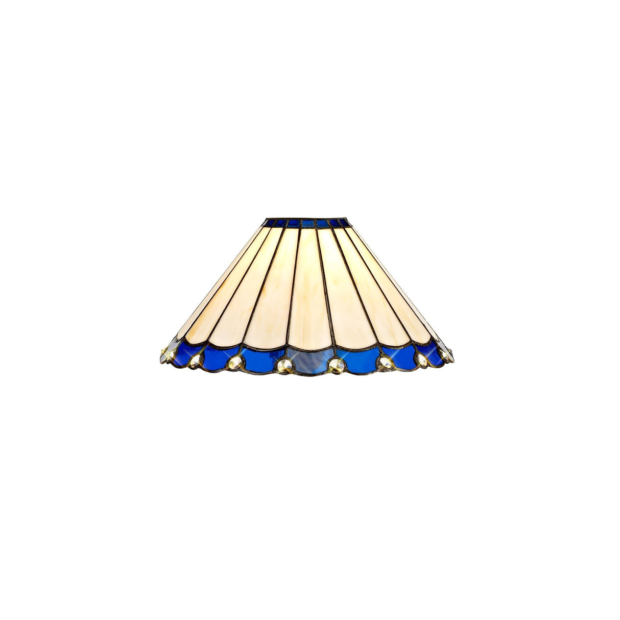 Tiffany-Style 30cm Blue and Cream Glass Shade with K9 Crystal Accents
