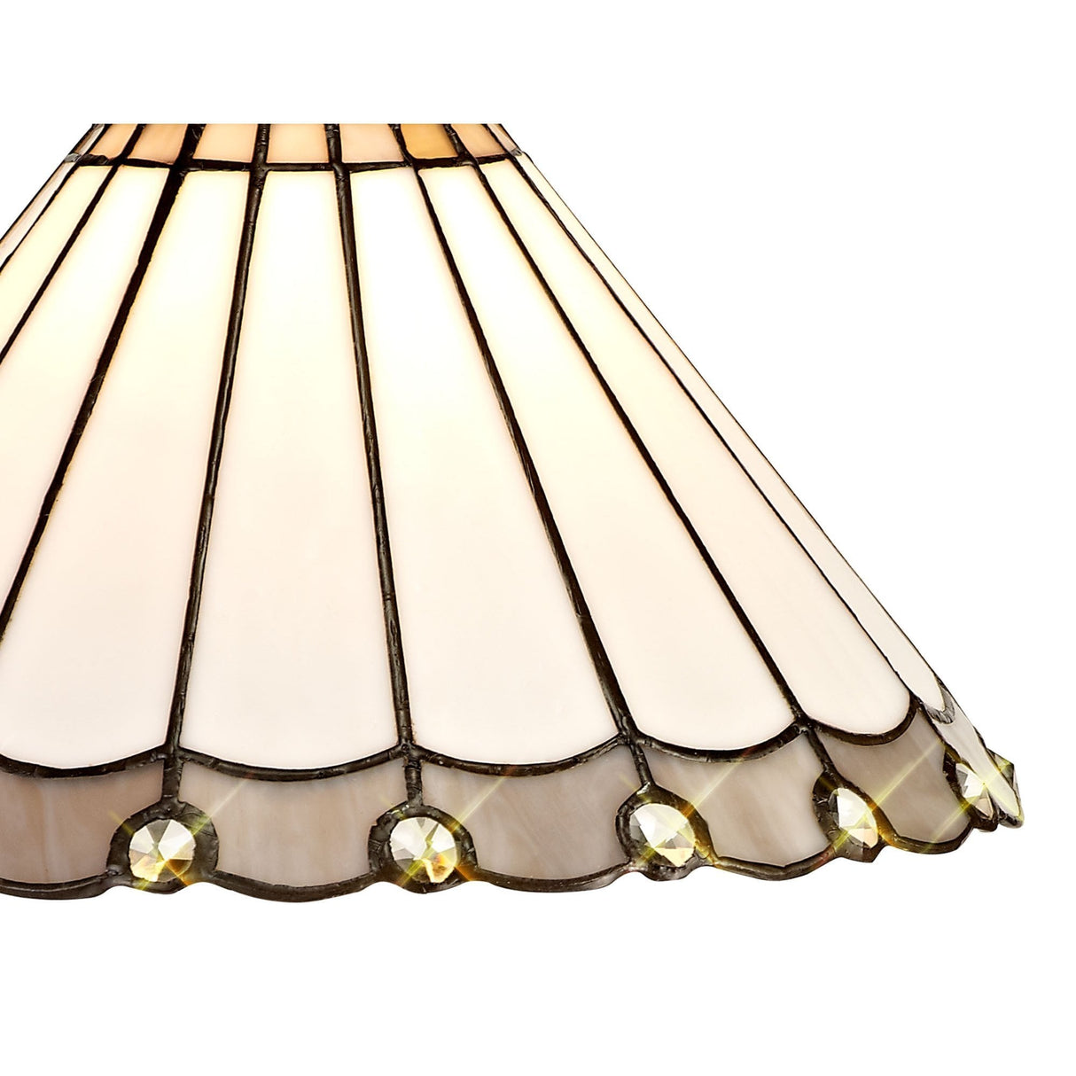 Elegant Handcrafted Tiffany Shade with K9 Crystals, Grey/Cream