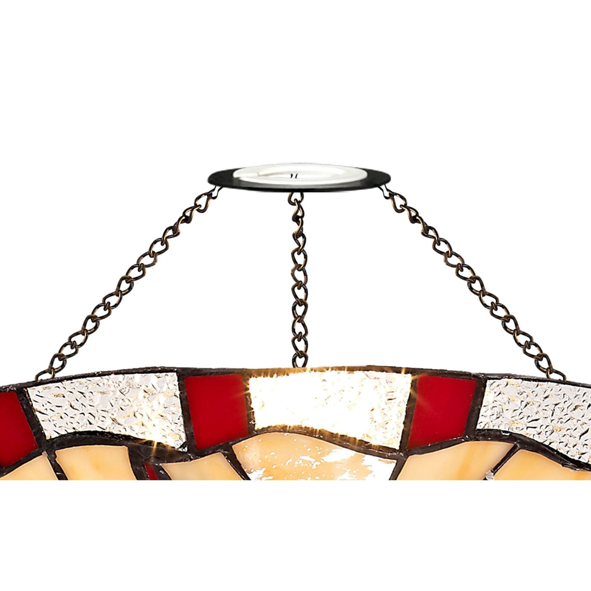 35cm Red and Cream Tiffany-Style Uplighter Shade with Clear K9 Crystal Detailing