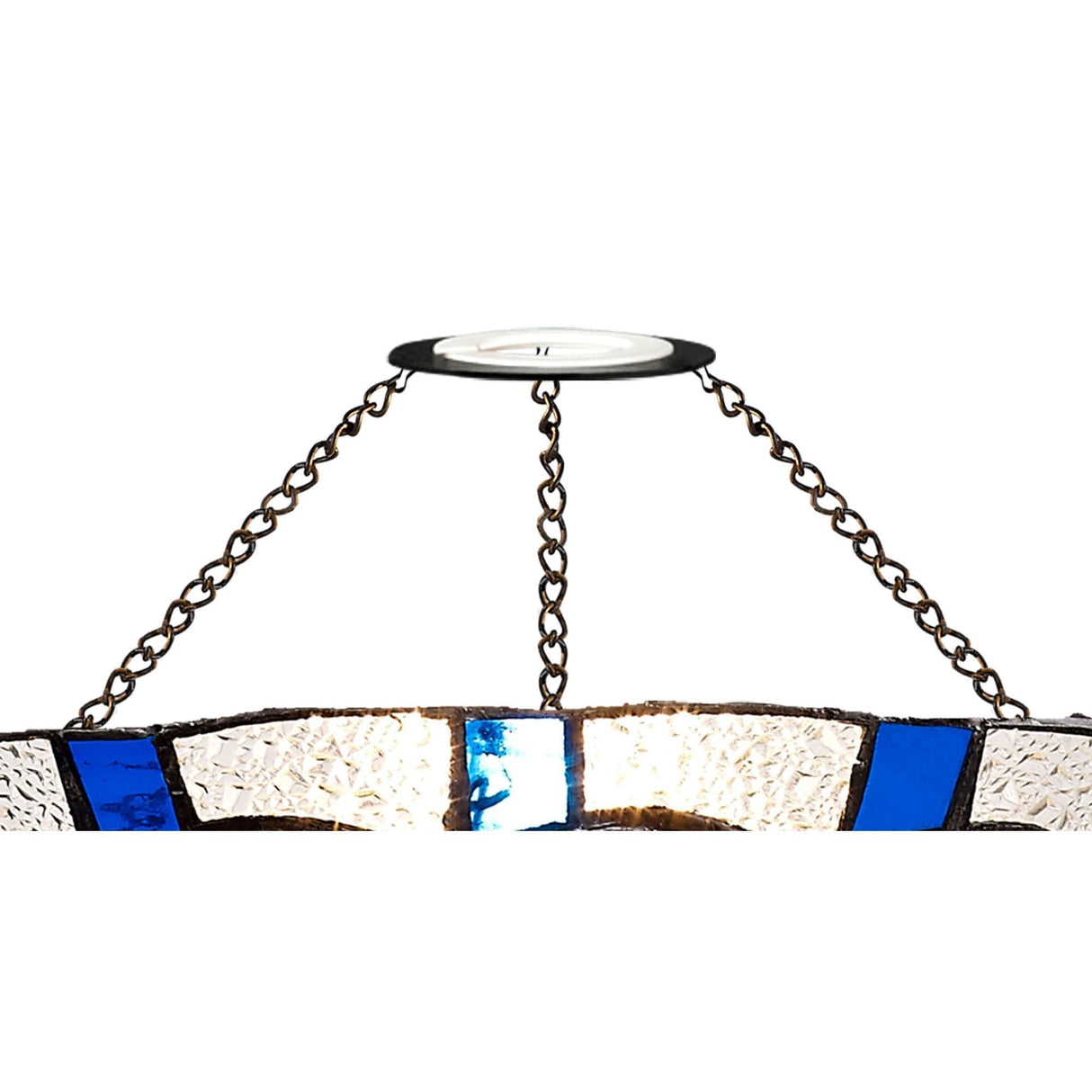 35cm Handcrafted Tiffany Uplighter Shade in Rich Blue and Cream with Clear K9 Crystals