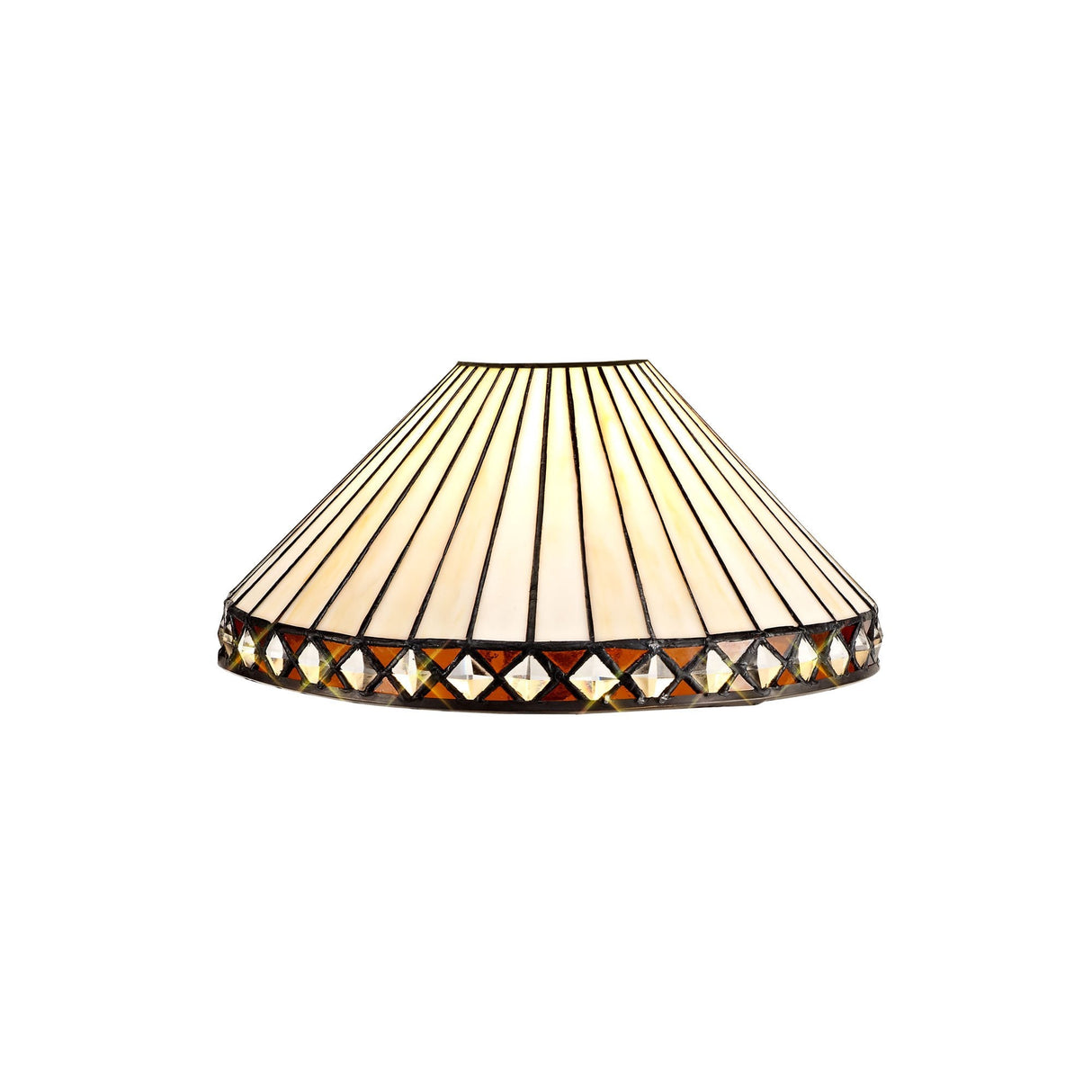 Amber Elegance Tiffany Style Handcrafted Shade with K9 Crystal Accents, 30cm