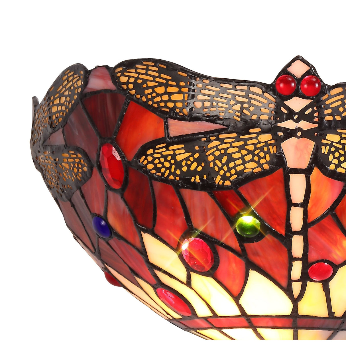 Elegant Tiffany-Style Sconce with Purple/Pink Crystal Accents