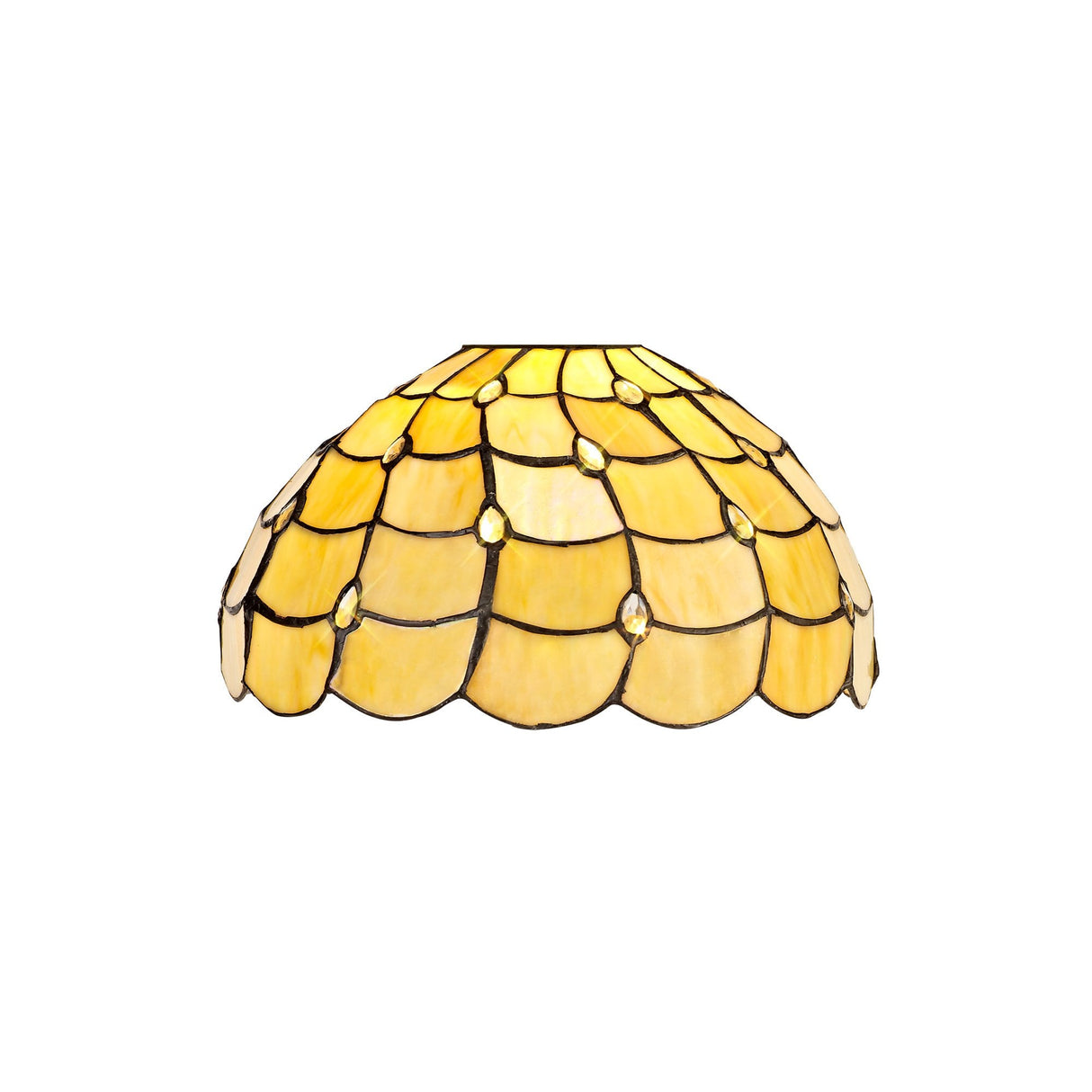 Beige & Clear Crystal Handmade 30cm Tiffany Lamp Shade