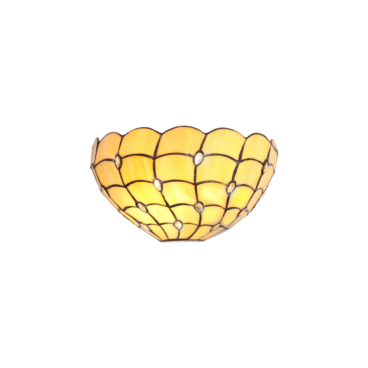 Tiffany Style 30cm Wall Lamp with K9 Crystal Accents, 2 x E14, Beige और Clear