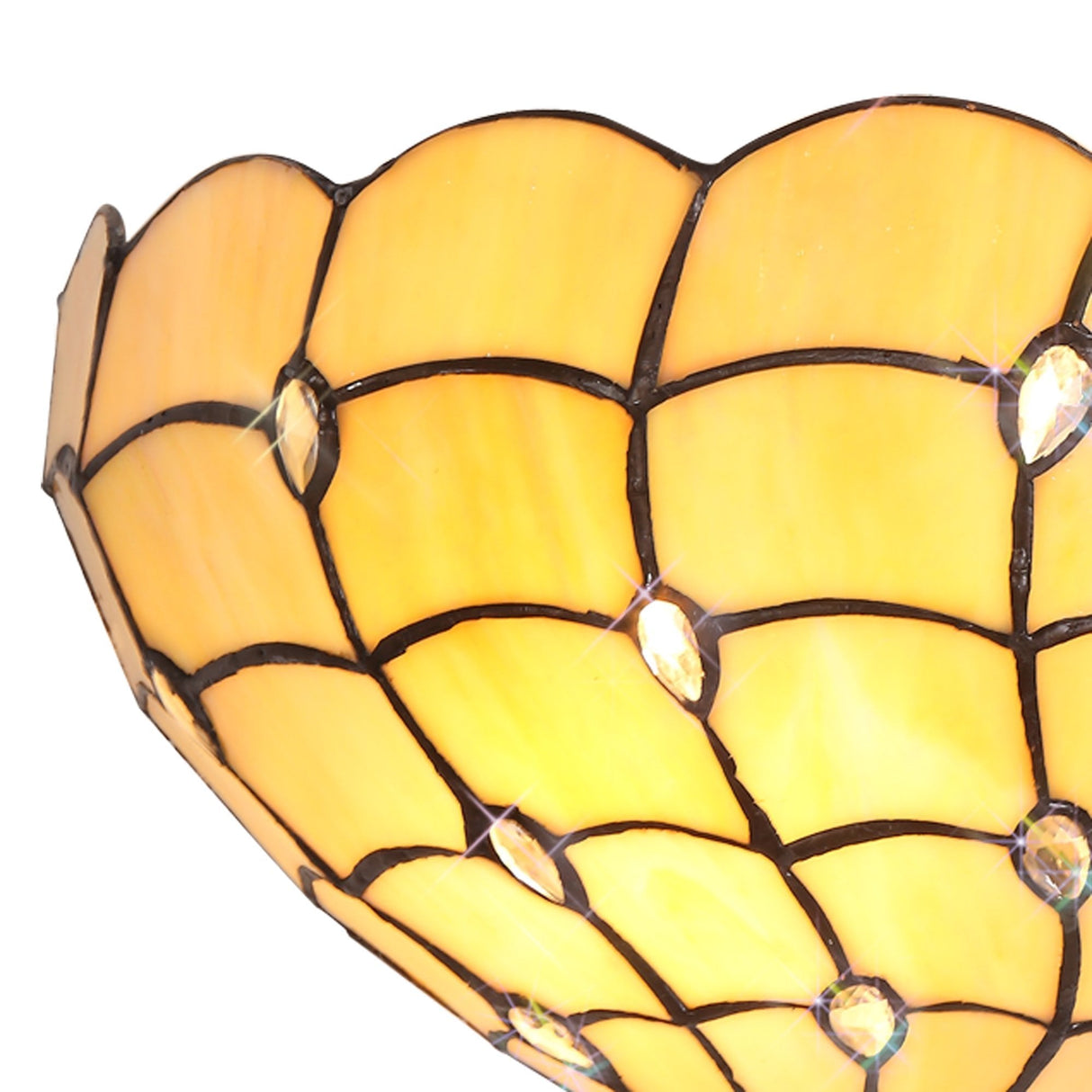 Tiffany Style 30cm Wall Lamp with K9 Crystal Accents, 2 x E14, Beige और Clear