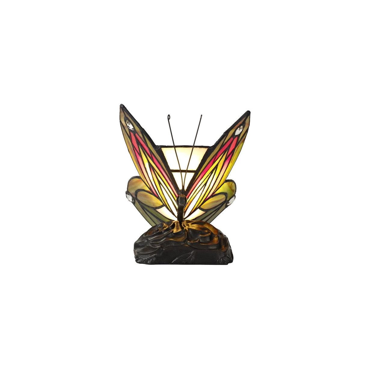 Tiffany-Inspired Butterfly Accent Lamp with Crystal Detailing