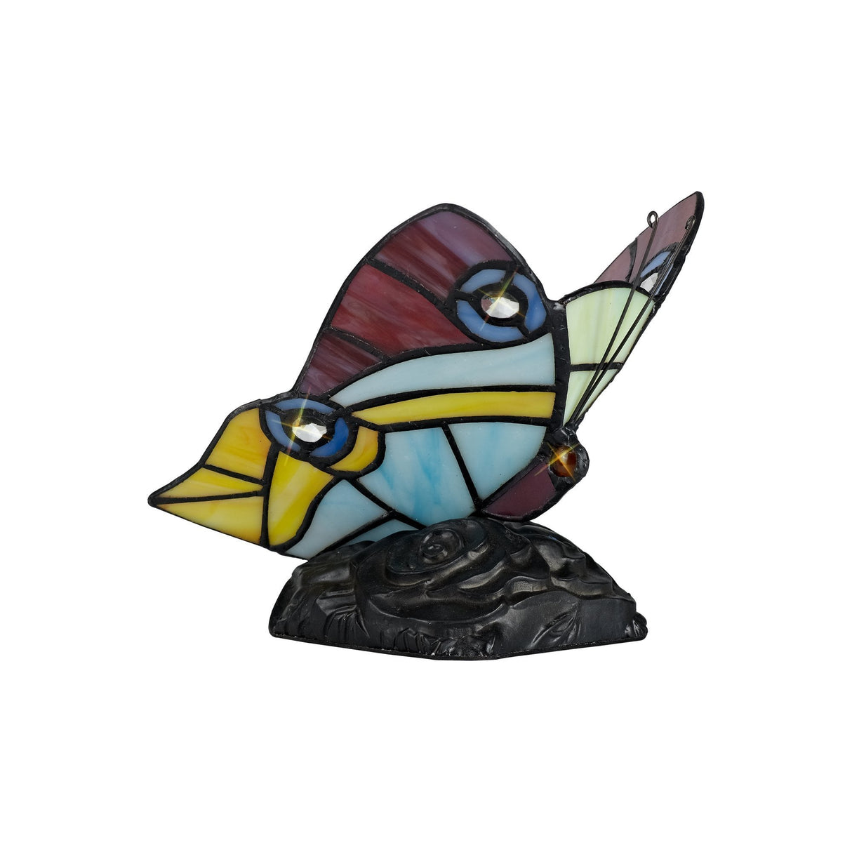 Tiffany Butterfly Accent Lamp with Vibrant Stained Glass and Crystal Details