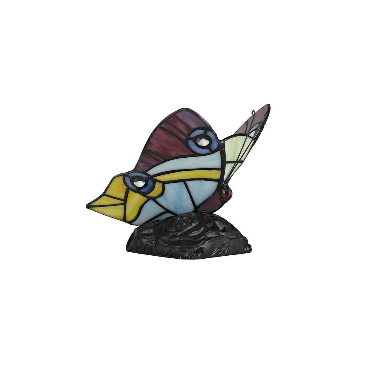 Tiffany Butterfly Accent Lamp with Vibrant Stained Glass and Crystal Details