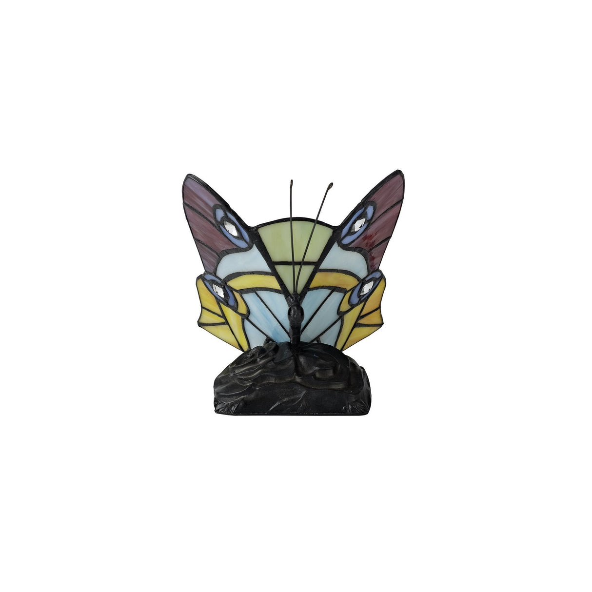 Tiffany Butterfly Accent Lamp with Vibrant Stained Glass and Crystal Details