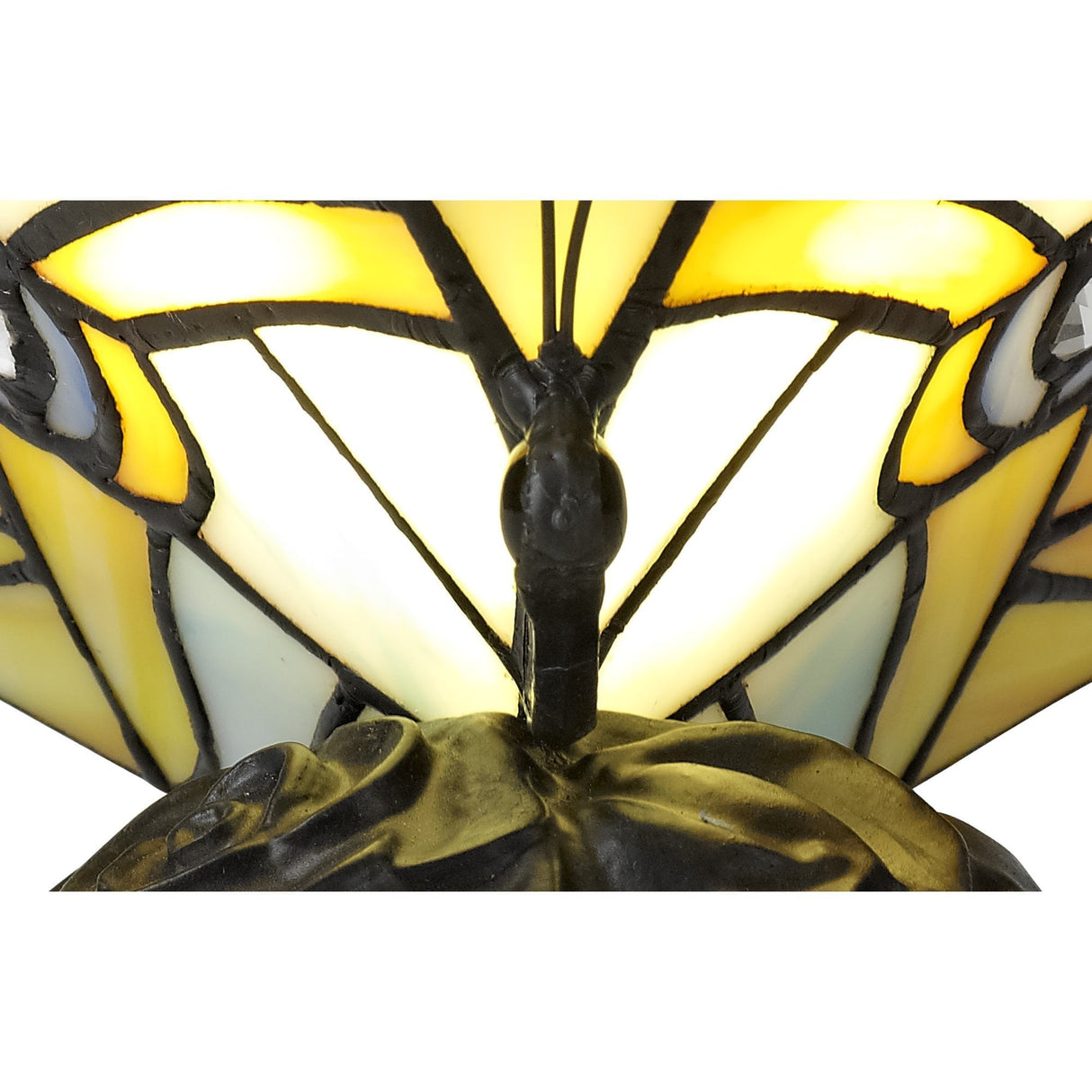 Tiffany Butterfly Accent Lamp with Vibrant Stained Glass and Crystal Details