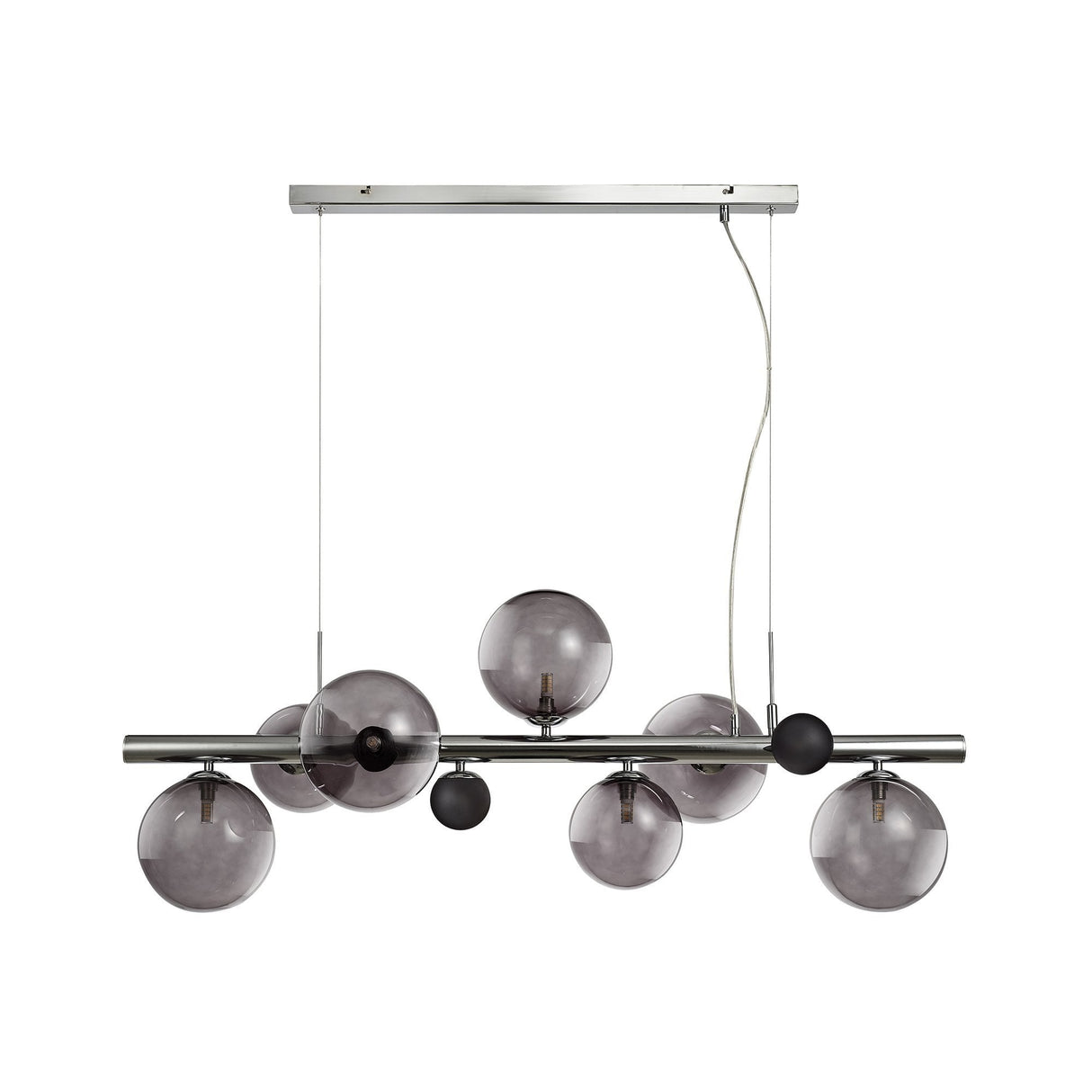 Elegant 7-Light Pendant with Polished Chrome and Smoked Glass Finish