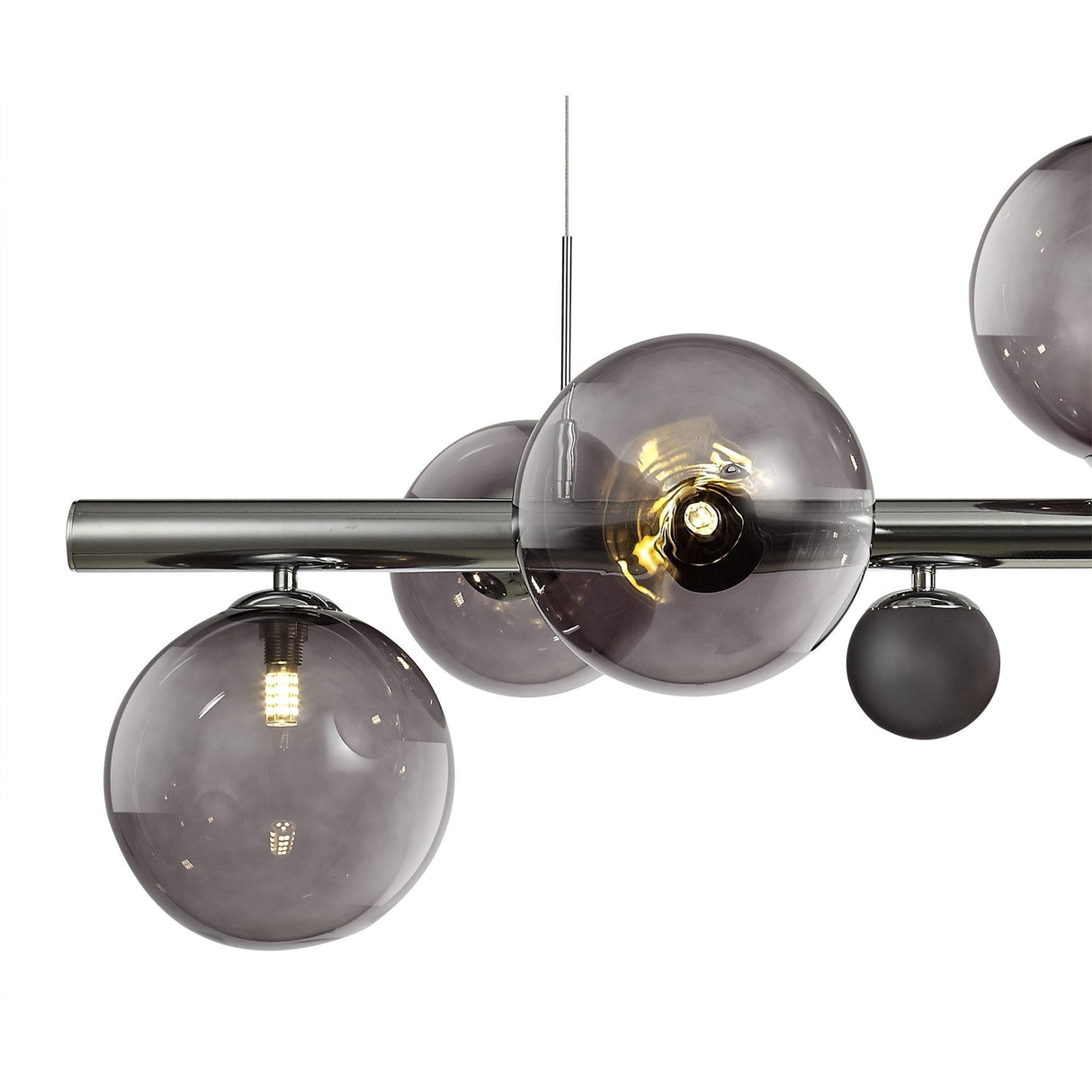 Elegant 7-Light Pendant with Polished Chrome and Smoked Glass Finish
