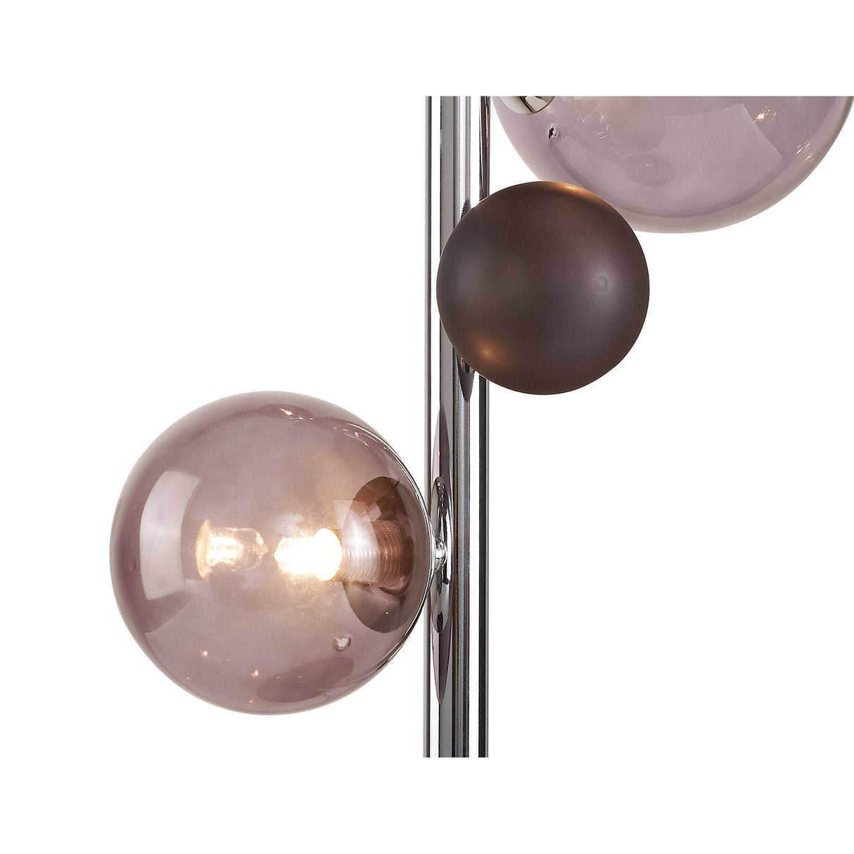 Elegant Tri-Light Table Lamp with Polished Chrome and Smoked Glass Shades