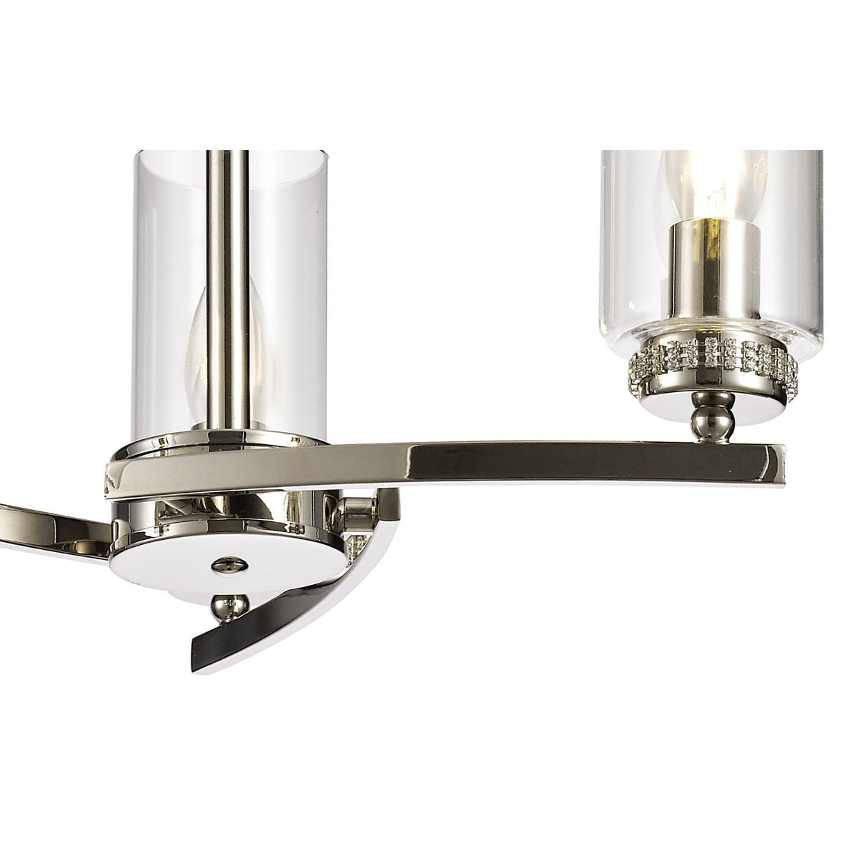 Polished Nickel Pendant/Semi-Flush Ceiling Light with Clear Crystal Accents