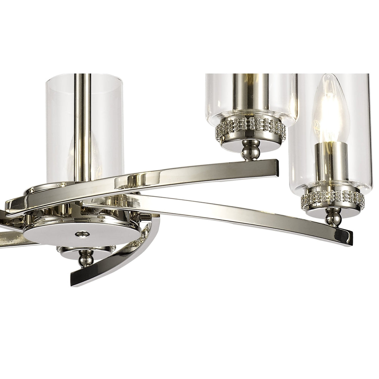 Polished Nickel Pendant/Semi-Flush Ceiling Light with Crystal Accents