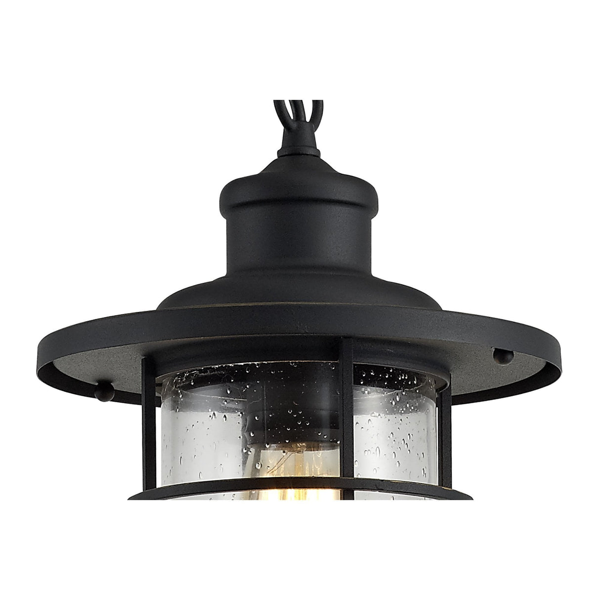 Elegant Black and Gold Pendant Light with Seeded Glass Shade