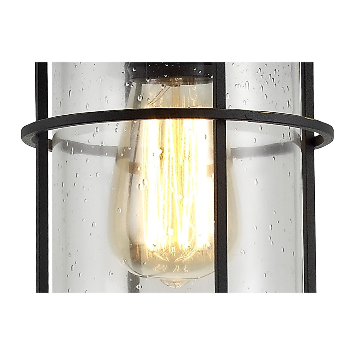 Elegant Black and Gold Pendant Light with Seeded Glass Shade