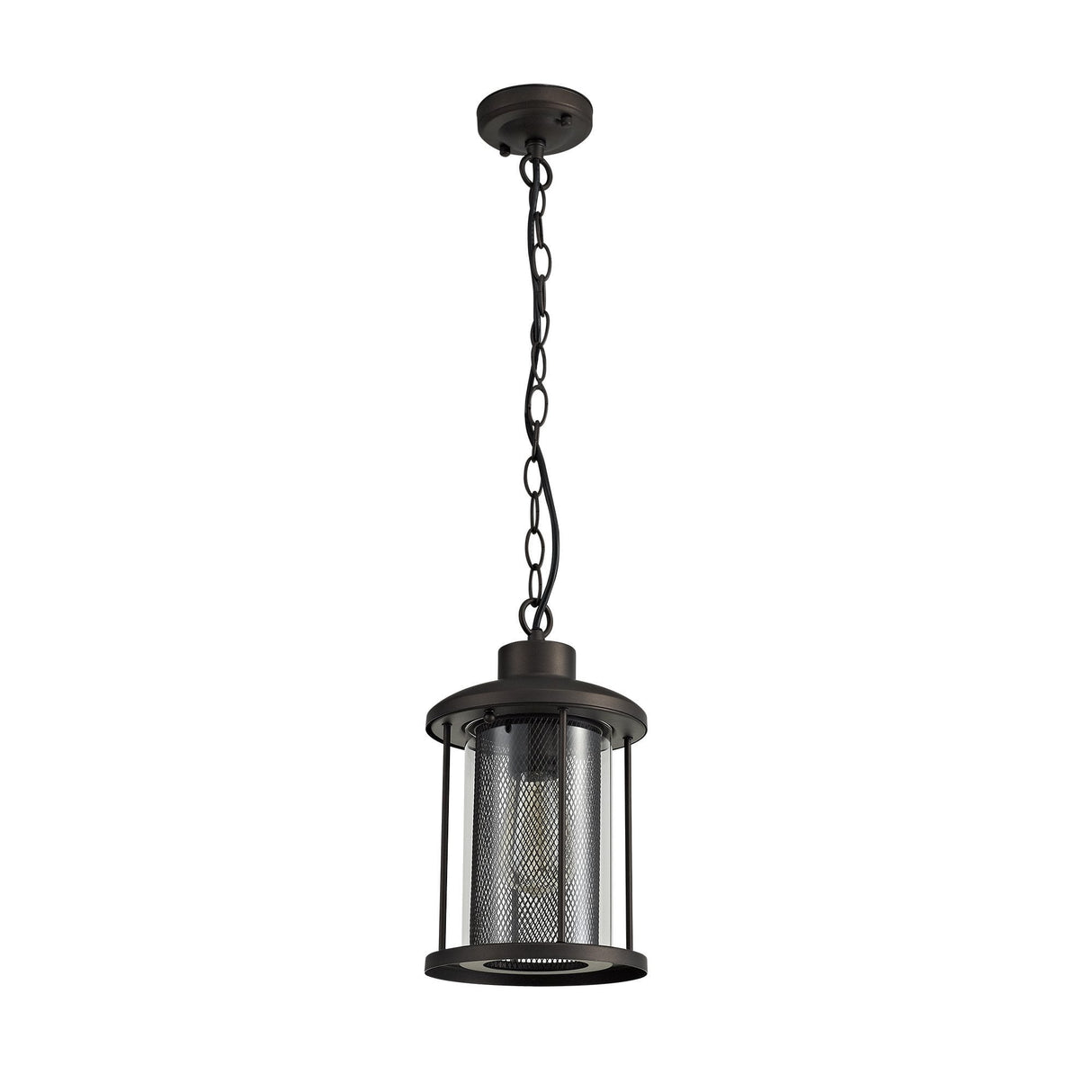 Antique Bronze & Clear Glass Pendant Light, E27, IP54, Adjustable Drop