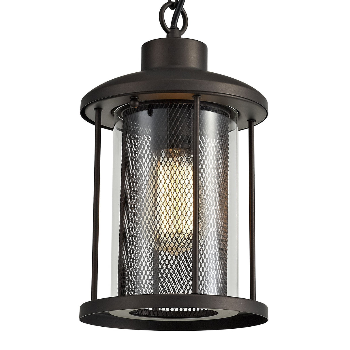 Antique Bronze & Clear Glass Pendant Light, E27, IP54, Adjustable Drop