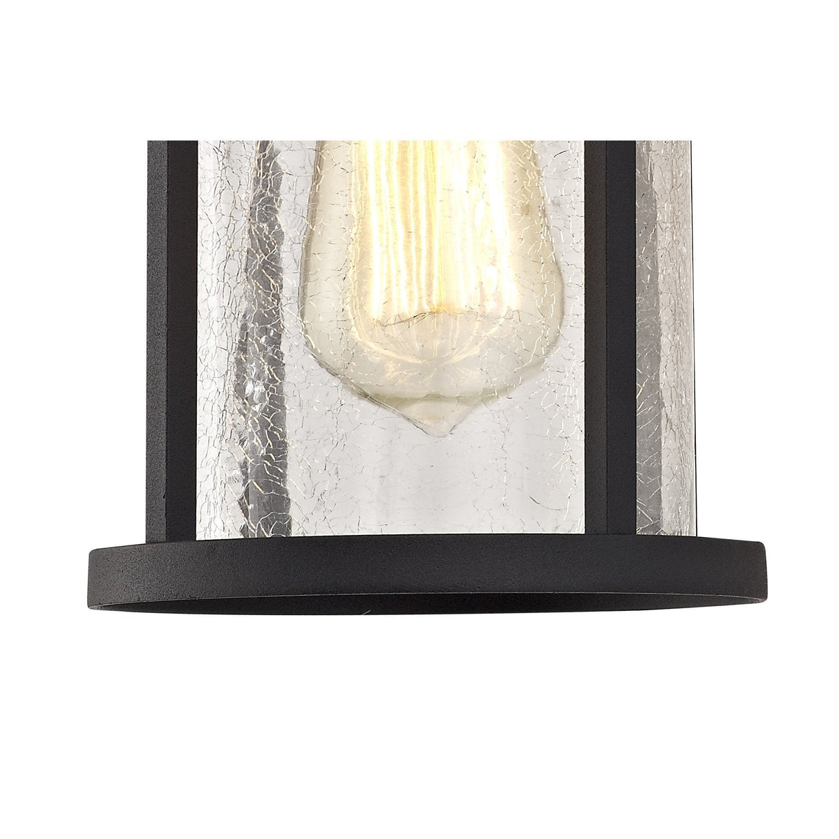 Outdoor Black Wall Lantern with Clear Crackled Glass Shade, E27, IP54, 2-Year Warranty