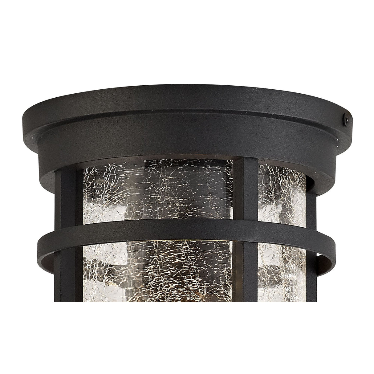 Black & Clear Crackled Glass Ceiling Light, E27, IP54, 2-Year Warranty