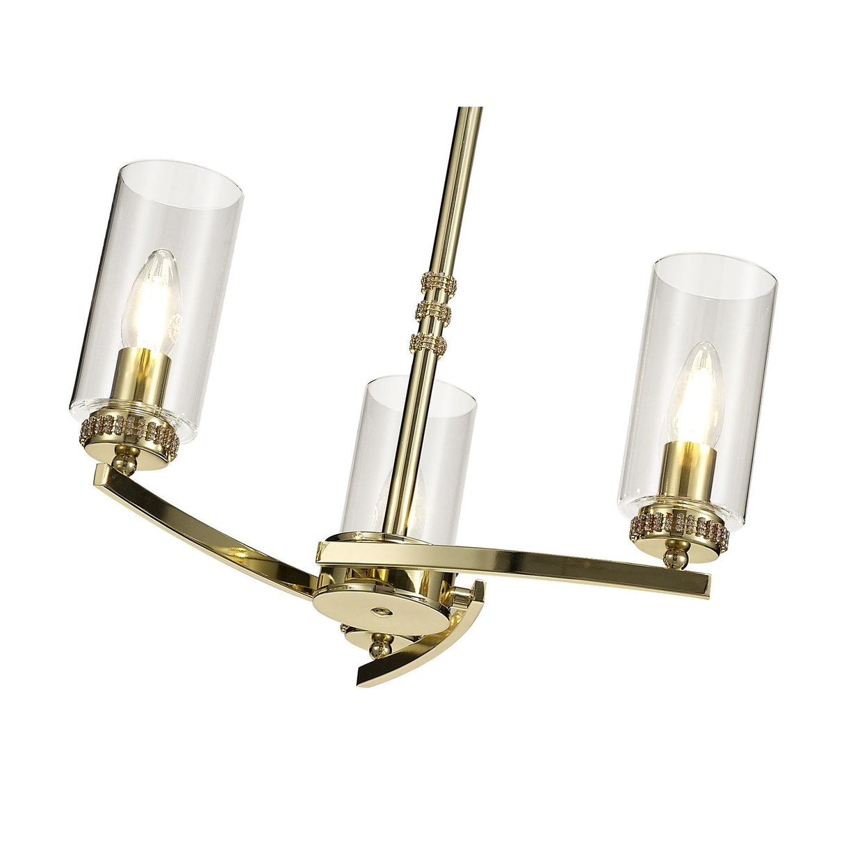 Luxe Gold Pendant Ceiling Light with Clear Crystal Accents