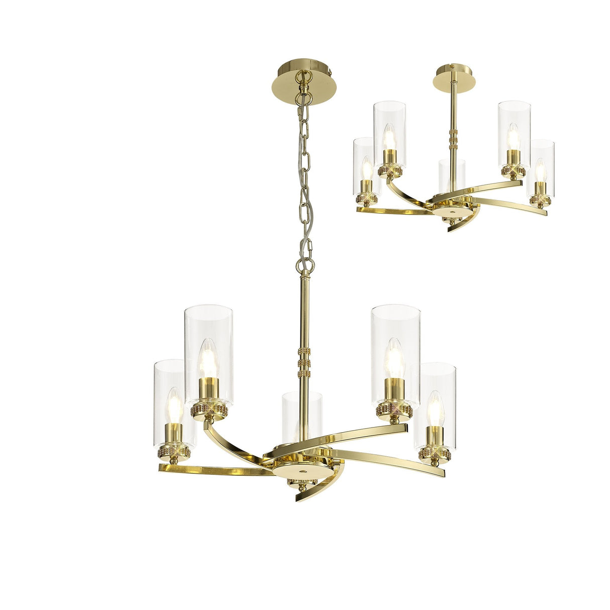 Elegant Gold Crystal Pendant Light with Clear Shades