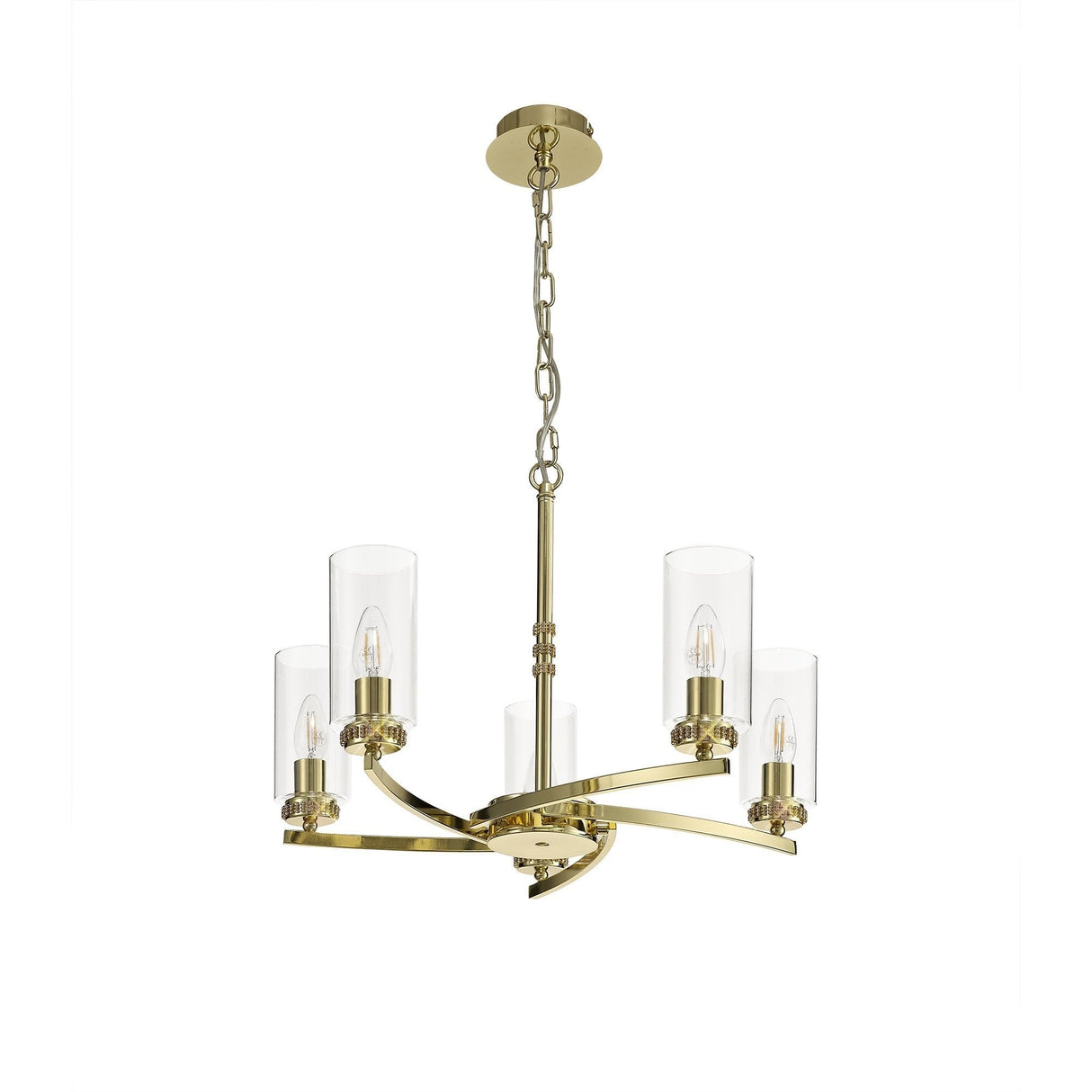 Elegant Gold Crystal Pendant Light with Clear Shades
