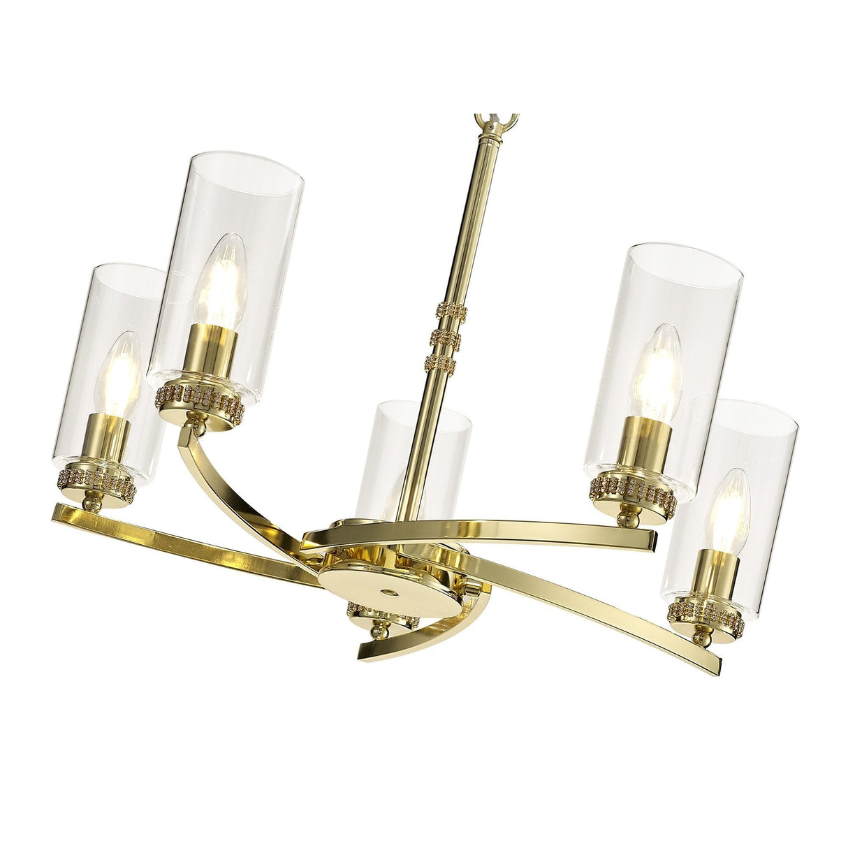 Elegant Gold Crystal Pendant Light with Clear Shades