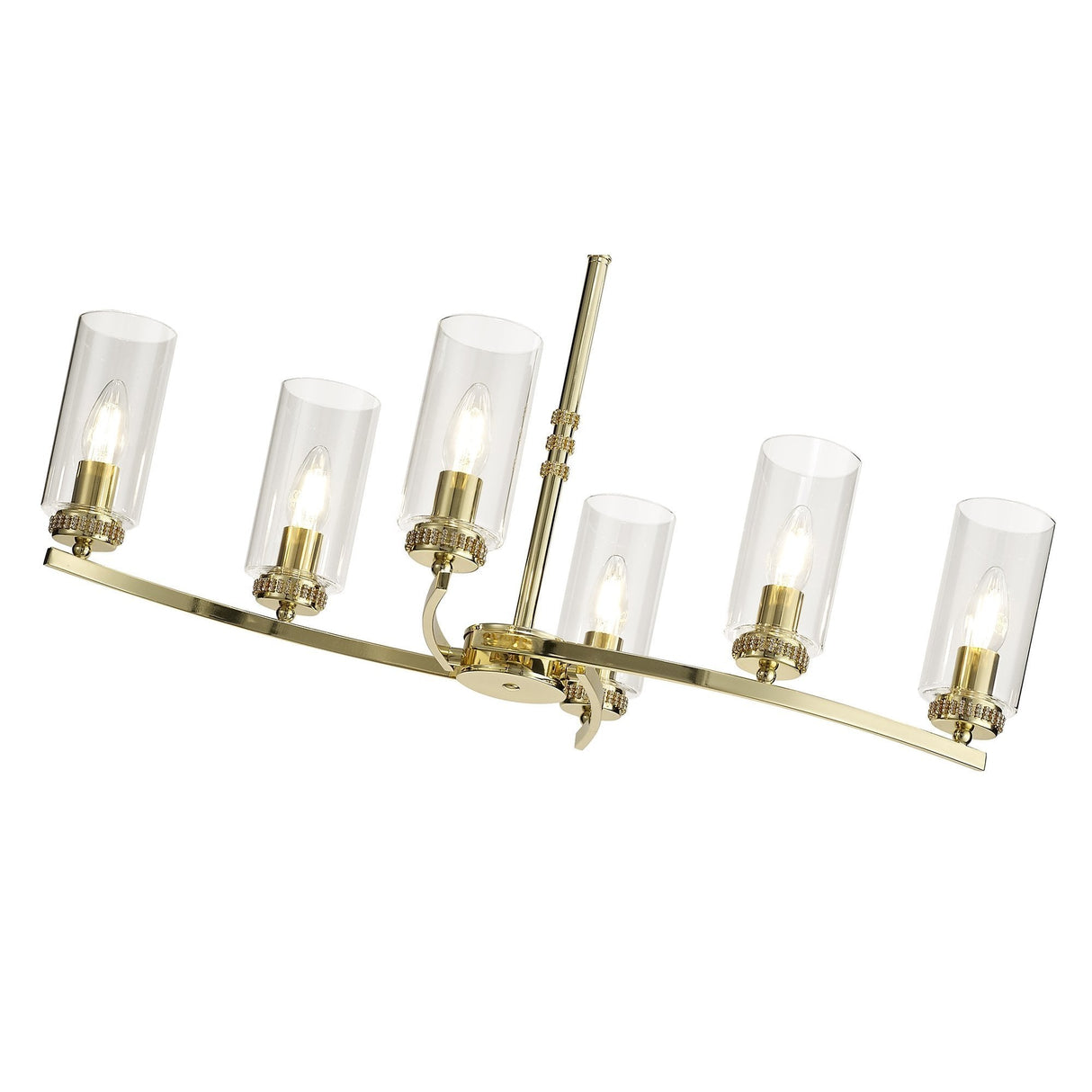 Elegant Polished Gold Pendant/Semi-Flush Ceiling Light with Clear Diyas Crystals