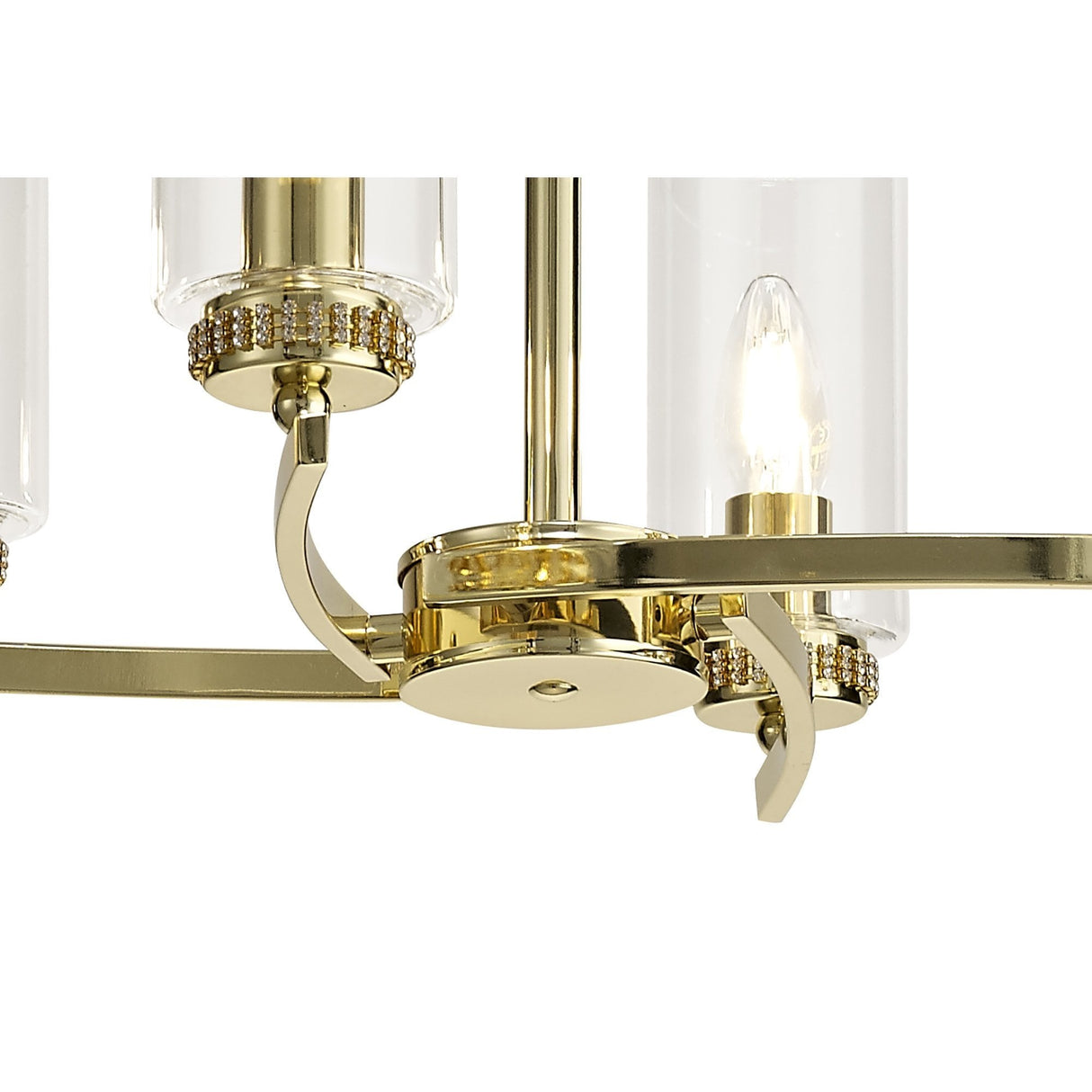 Elegant Polished Gold Pendant/Semi-Flush Ceiling Light with Clear Diyas Crystals
