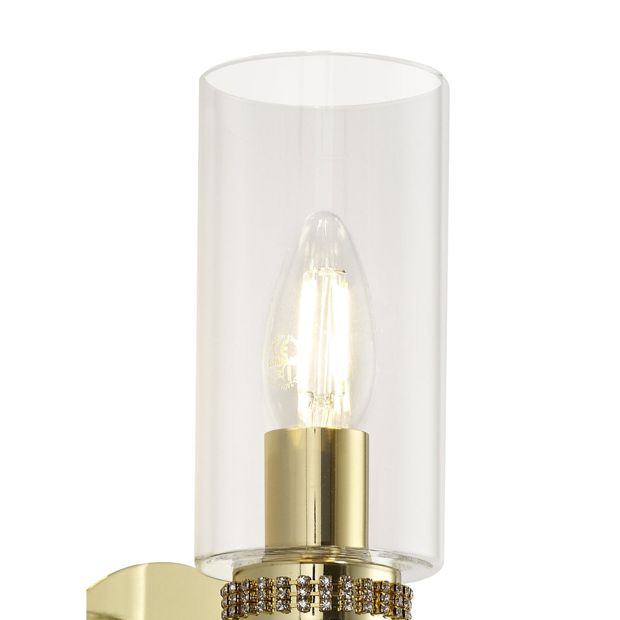Elegant Polished Gold Wall Lamp with Clear Crystal Accents