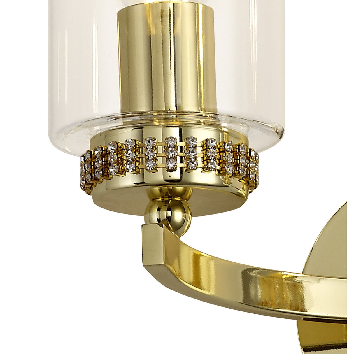 Elegant Gold Wall Lamp with Clear Crystal Accents, Dual E14 Sockets