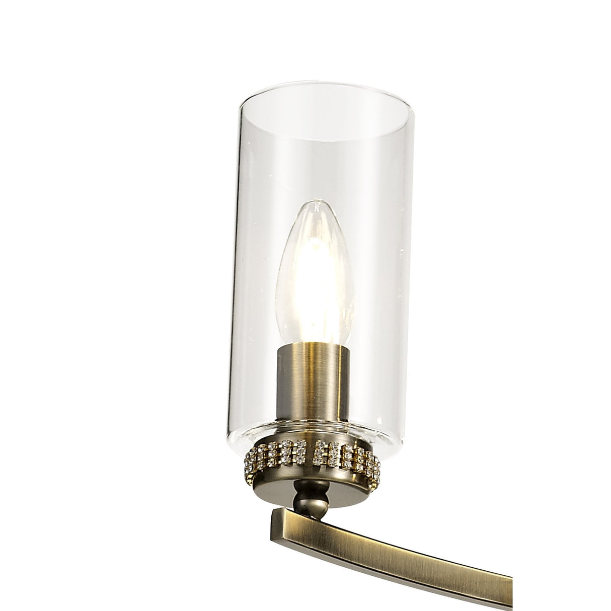 Elegant Antique Brass Pendant Chandelier with Clear Crystal Accents