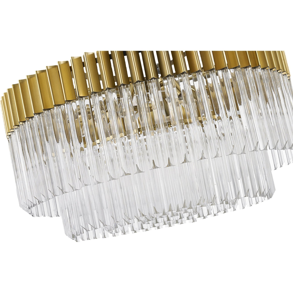 Elegant Brass and Glass 12-Light Round Pendant Chandelier