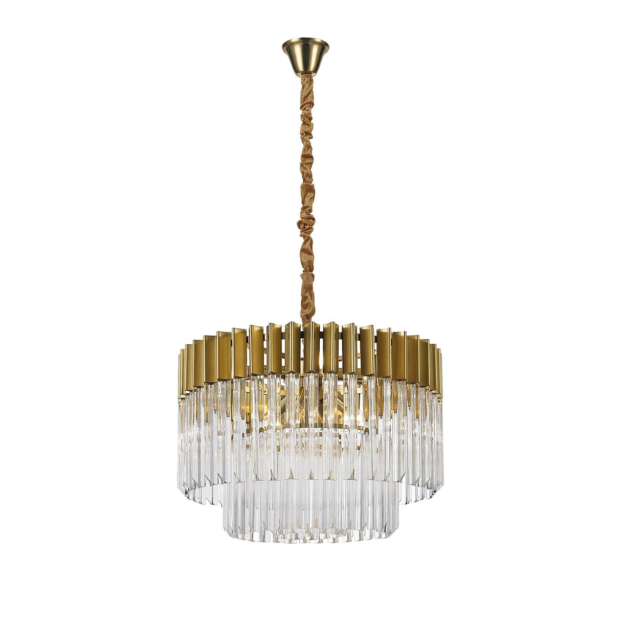 Elegant Brass & Glass 8-Light Pendant Chandelier