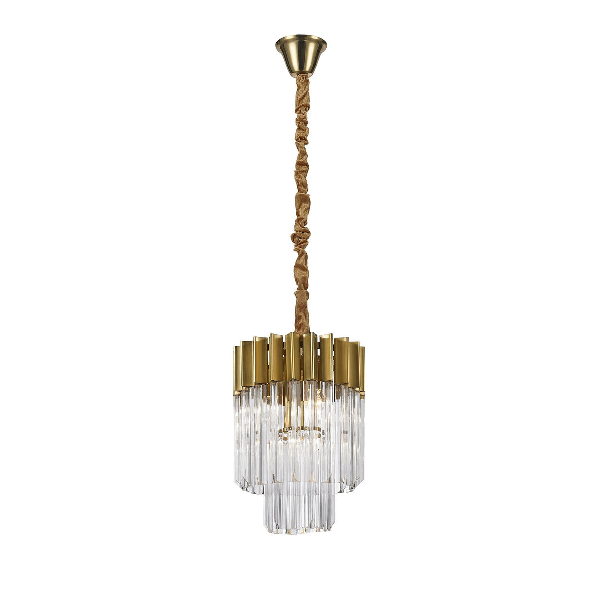 Elegant Brass and Glass 4-Light Pendant Chandelier