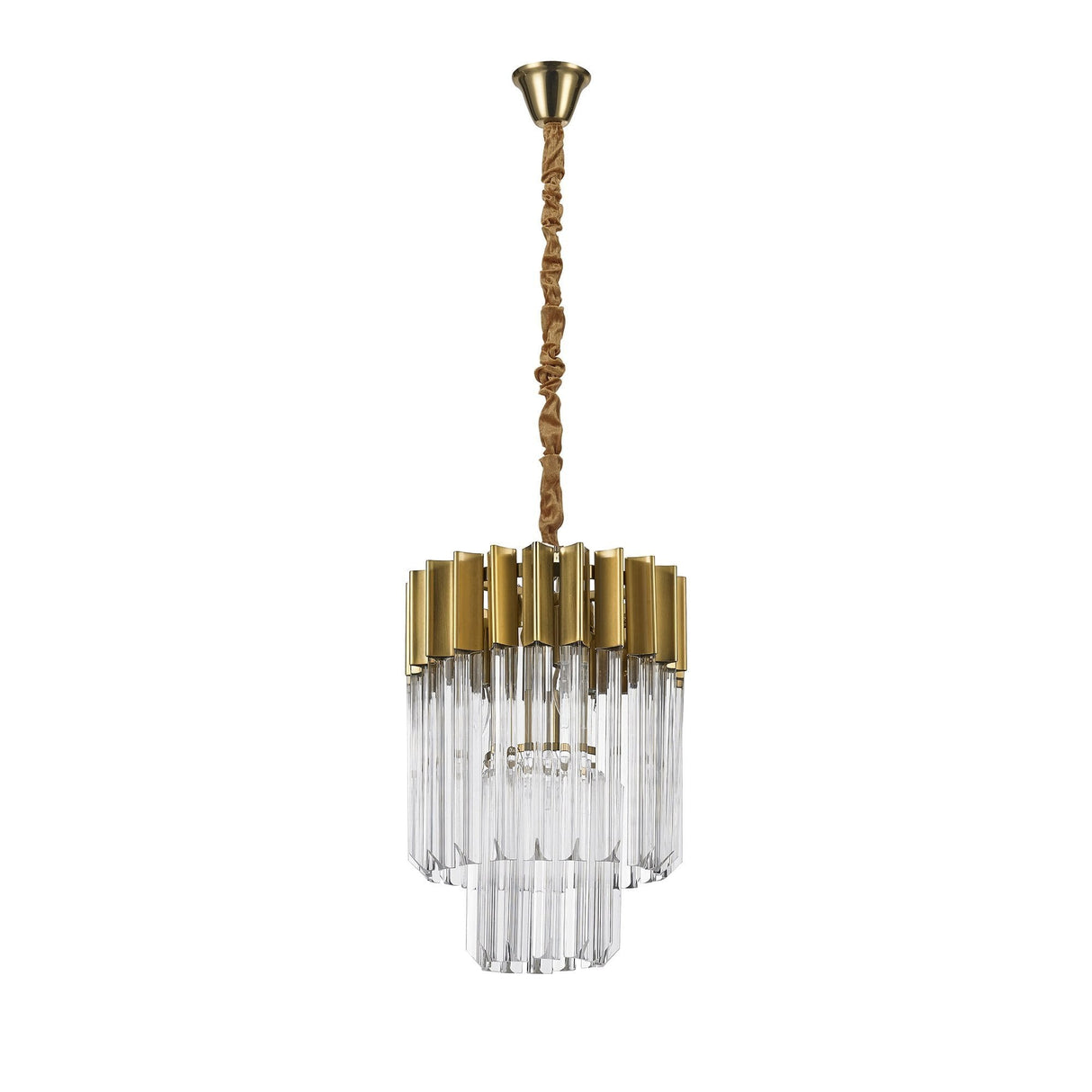 Elegant Brass and Glass 4-Light Pendant Chandelier