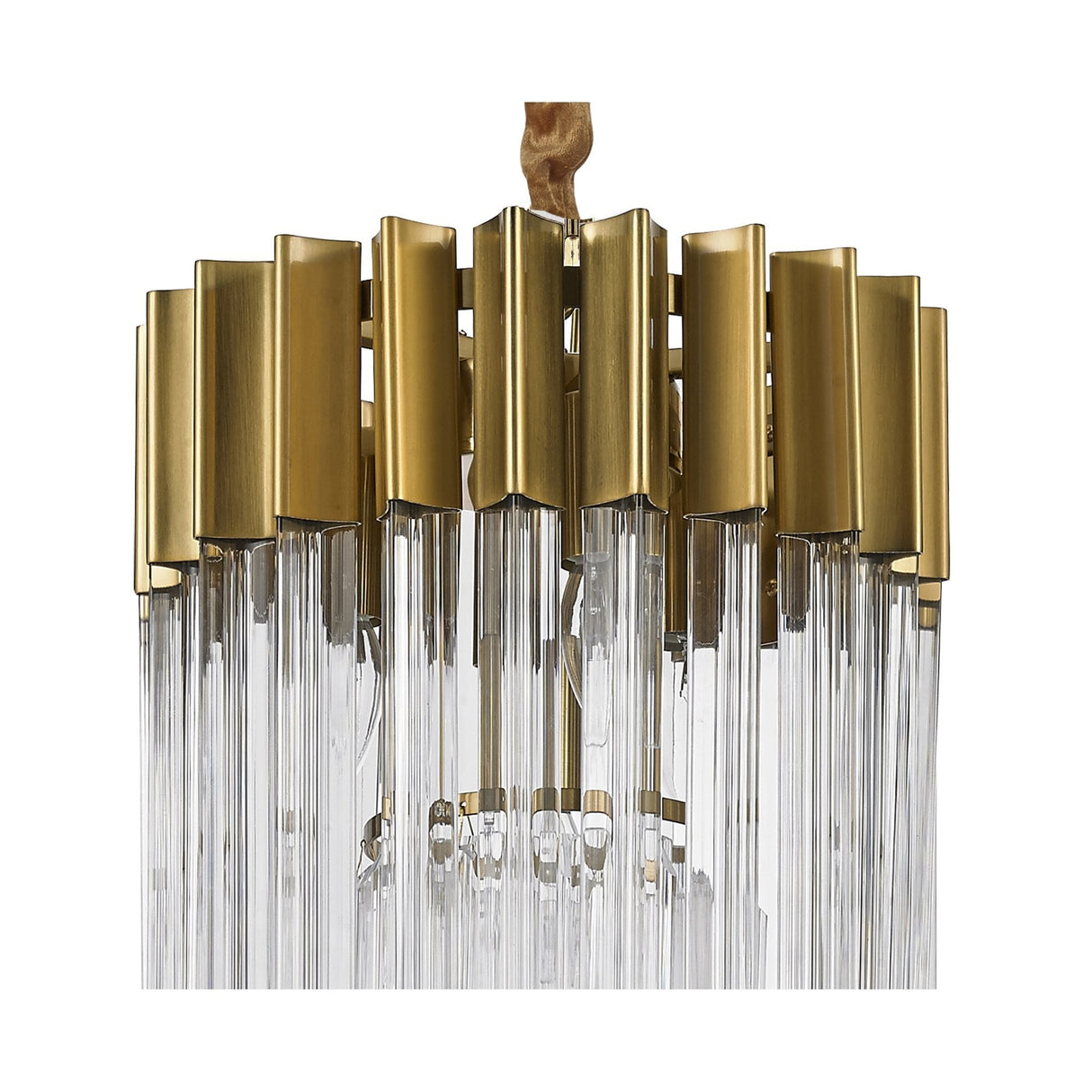 Elegant Brass and Glass 4-Light Pendant Chandelier