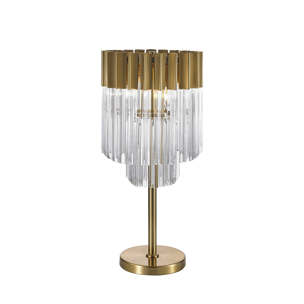 Elegant Tri-Light Brass and Glass Table Lamp