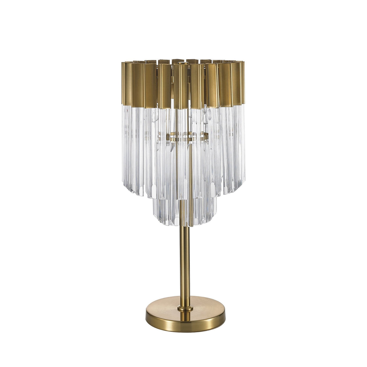 Elegant Tri-Light Brass and Glass Table Lamp
