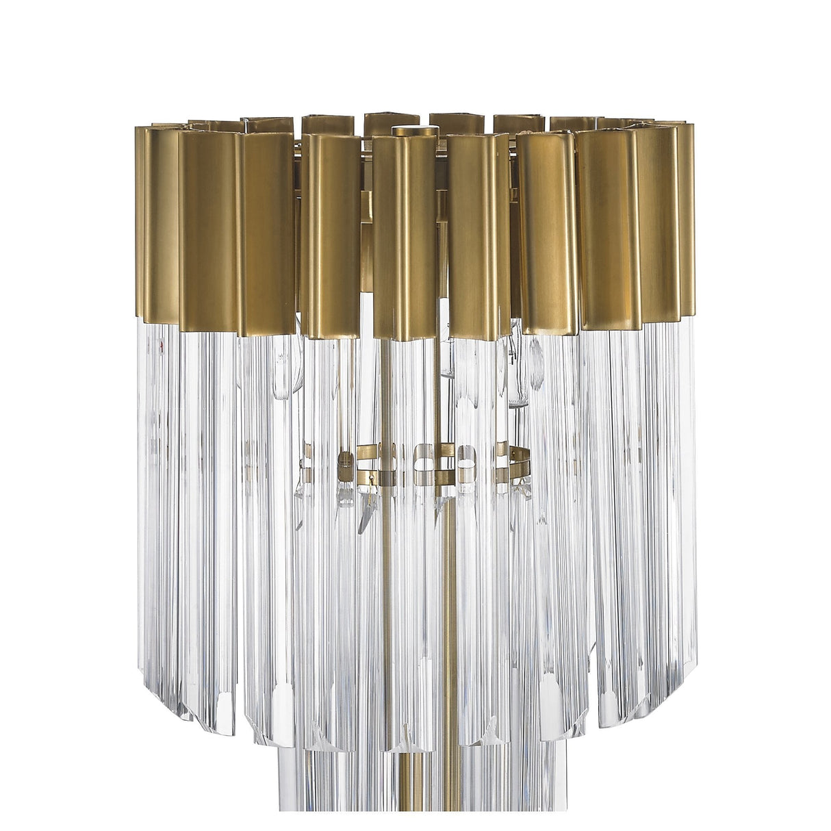 Elegant Tri-Light Brass and Glass Table Lamp
